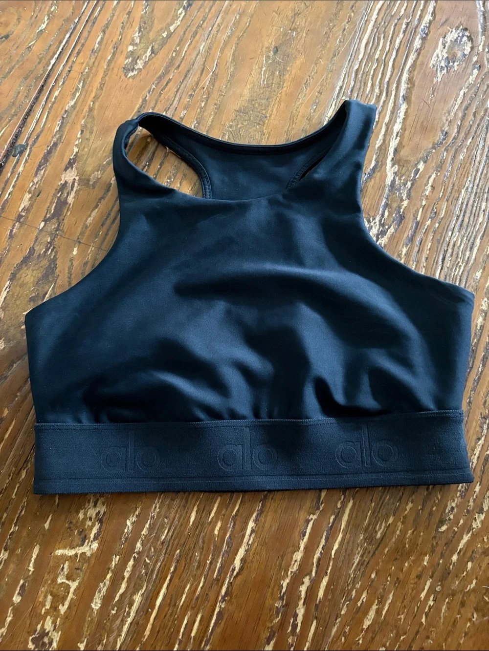 ALO Yoga Black High-Neck Racerback Sports Bra